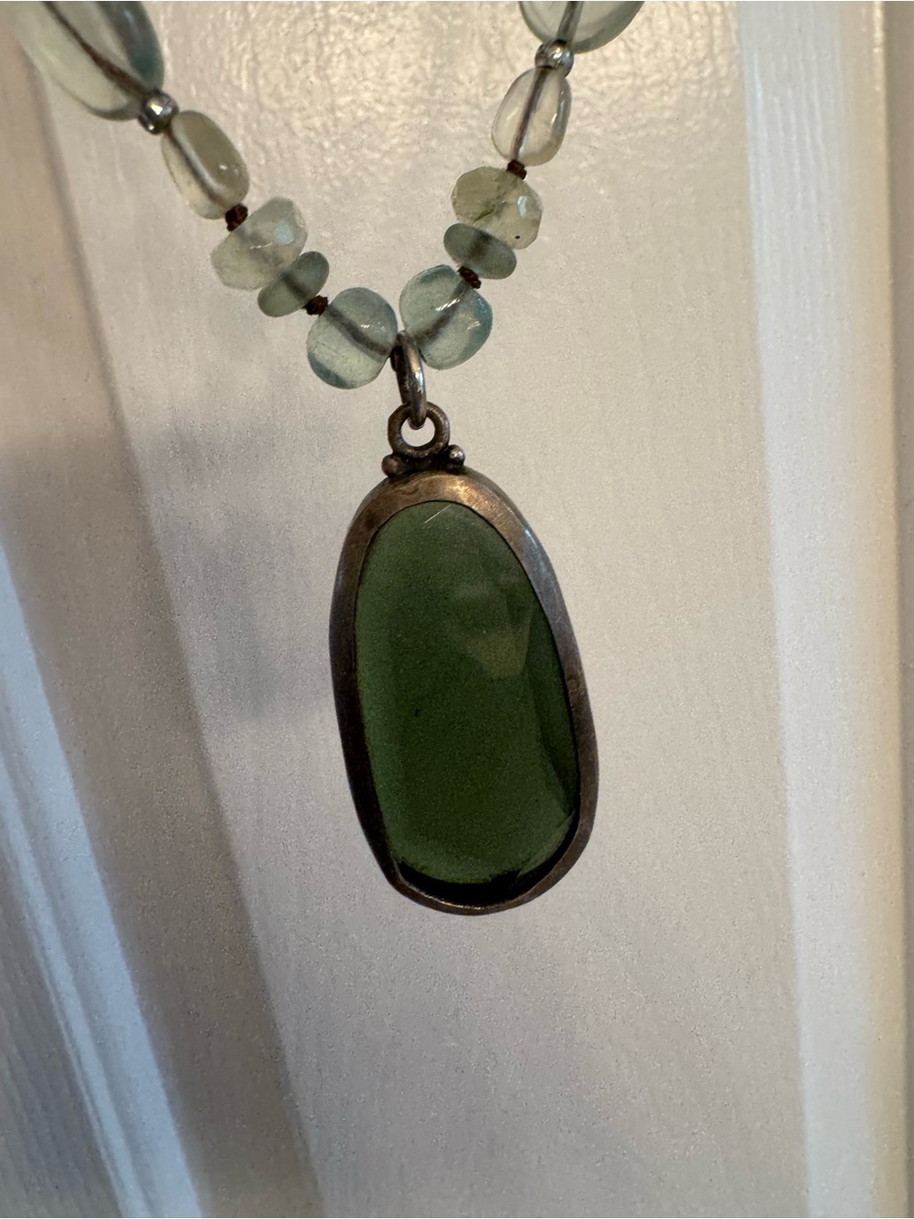 Silpada Green Sea Glass Pendant Necklace